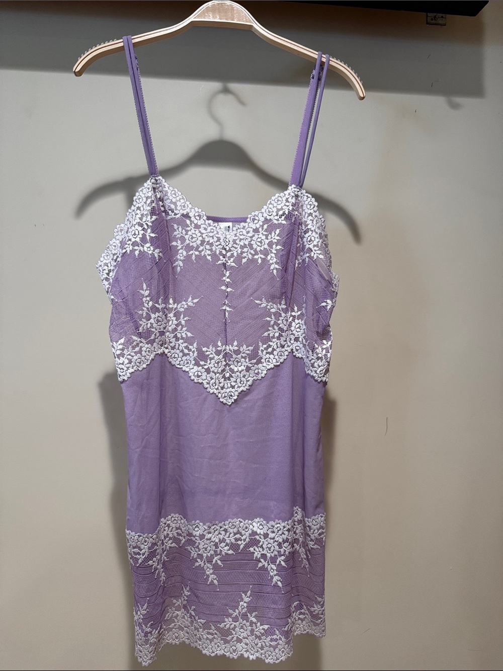 Wacoal Lavender Slip with White Floral Lace